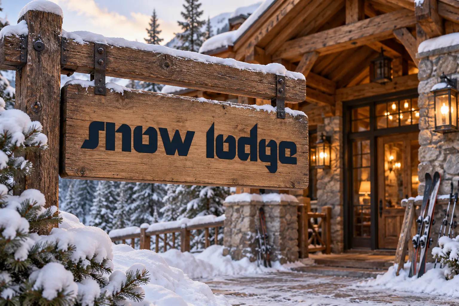 Nordic font on a ski lodge sign