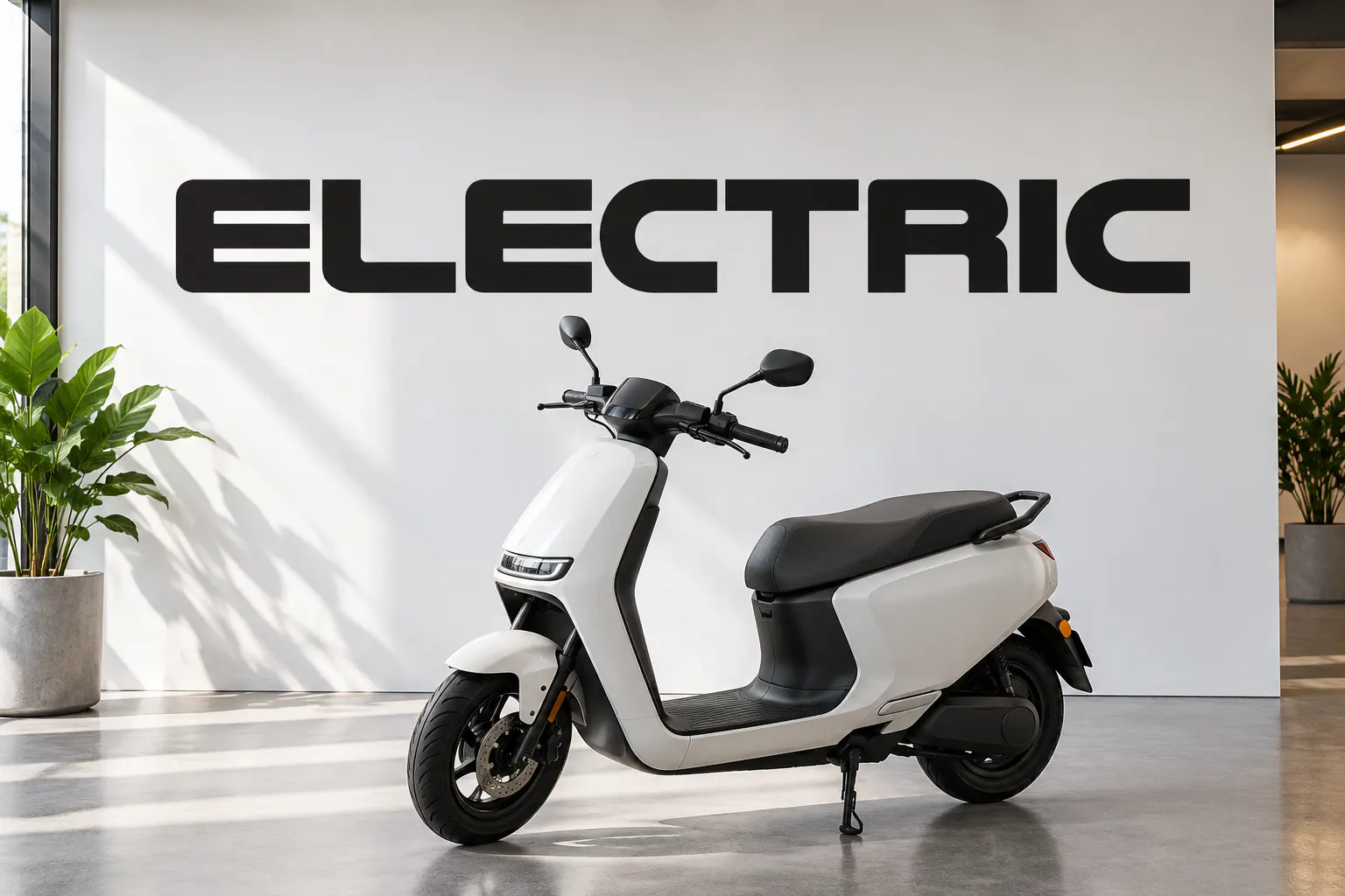 Nulshock font on a showroom wall reading ELECTRIC