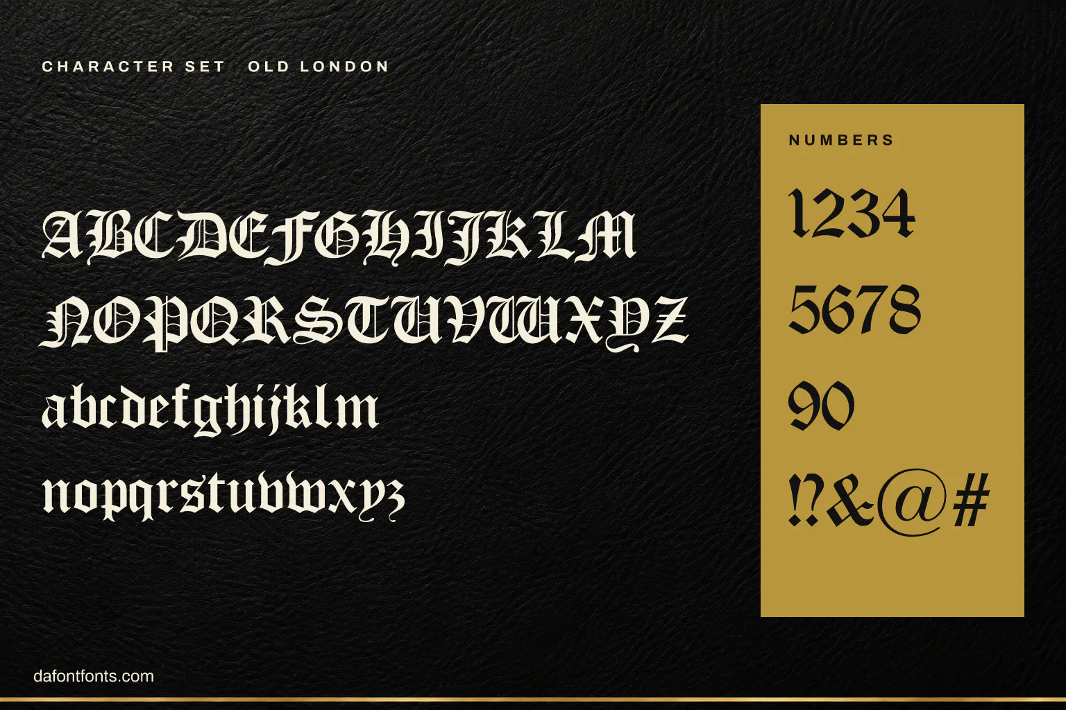 Old London character set: alphabet, numbers and symbols