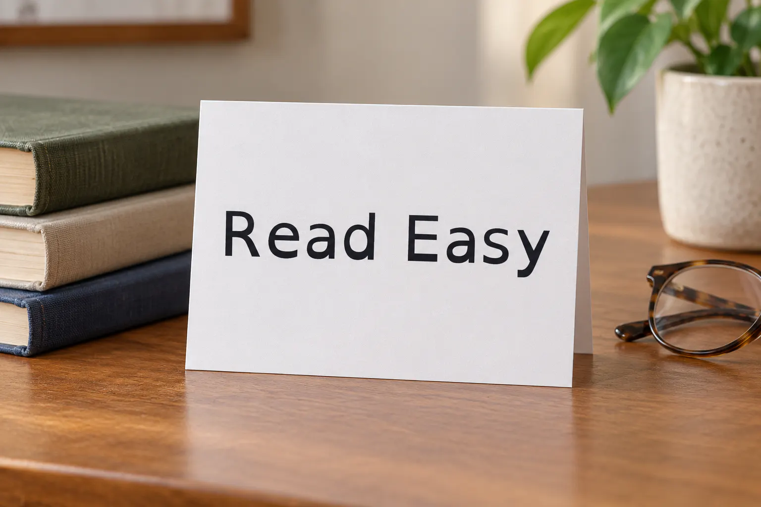 OpenDyslexic font on a card reading Read Easy