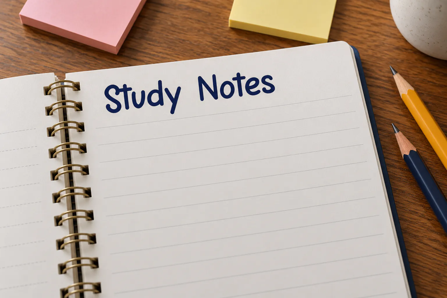 Papernotes font on a school planner reading Study Notes
