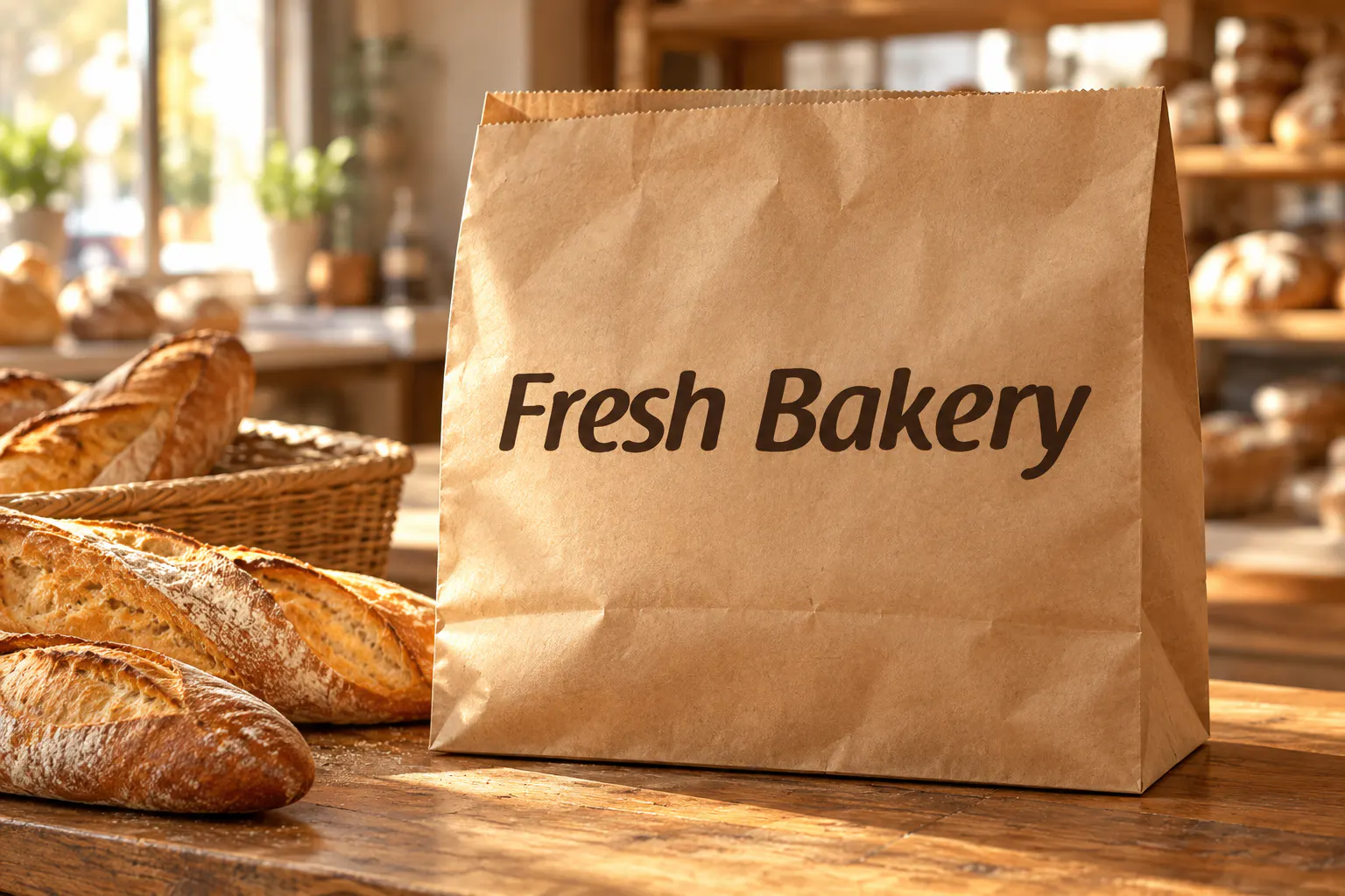 Raspoutine font on a bread bag reading Fresh Bakery