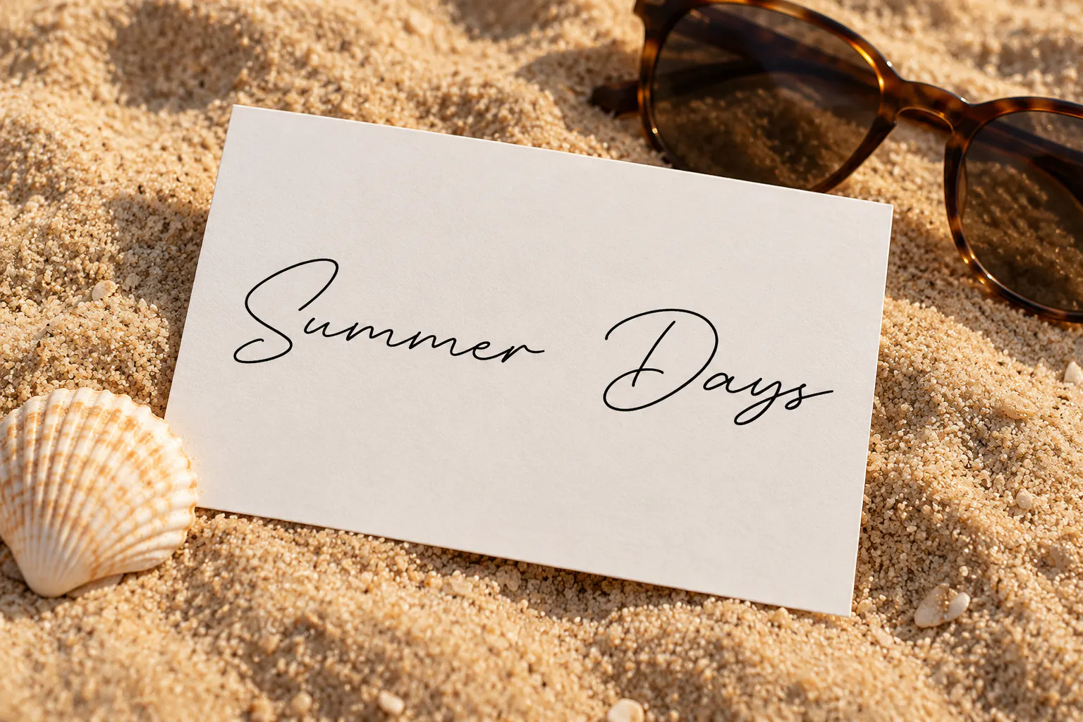 Retro Signature font on a postcard reading Summer Days