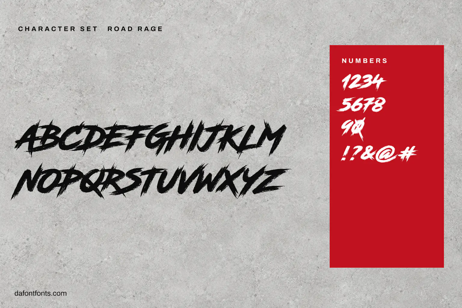 Road Rage character set: capitals, numbers and symbols