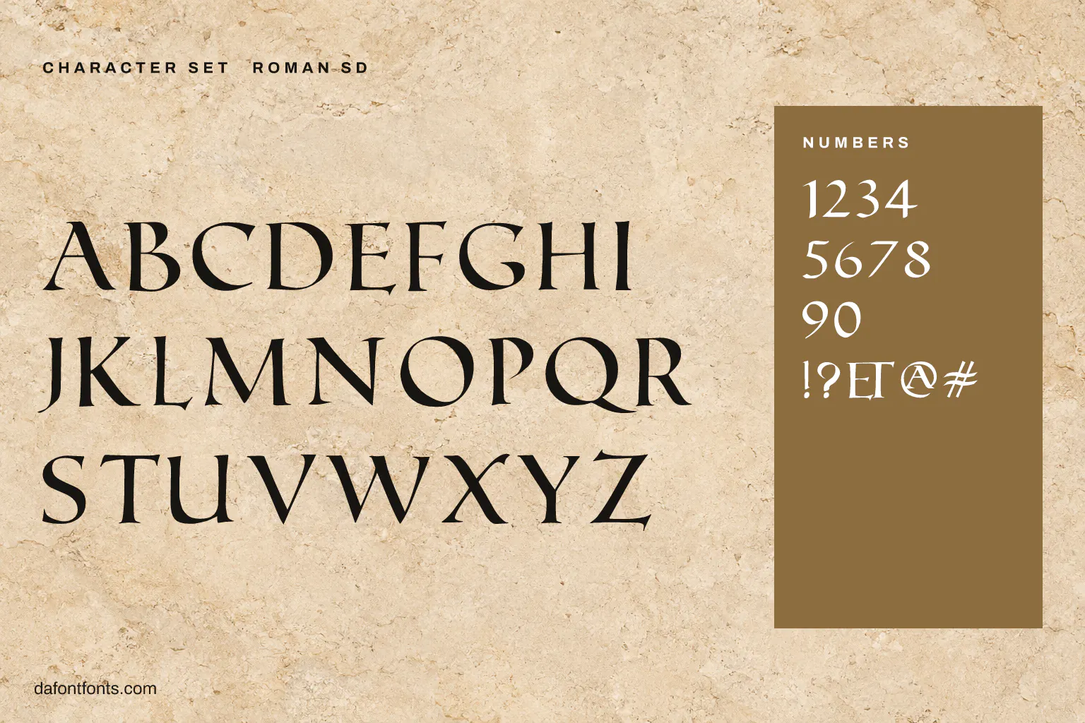 Roman SD character set: capitals, numbers and symbols