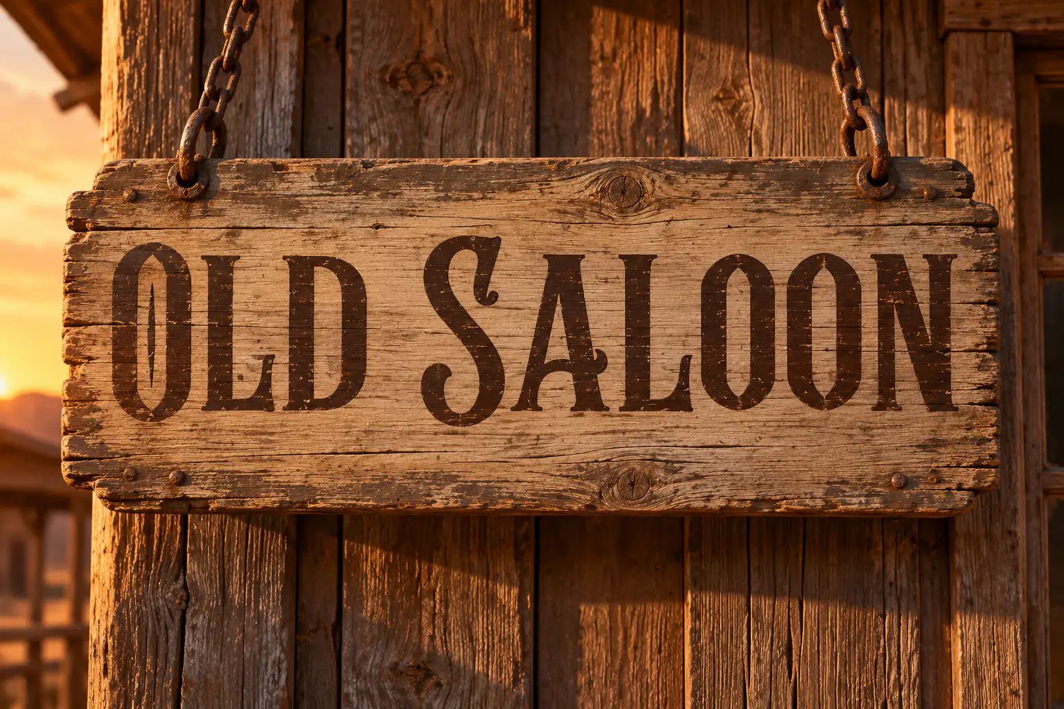Rumble Brave font on a saloon sign reading Old Saloon