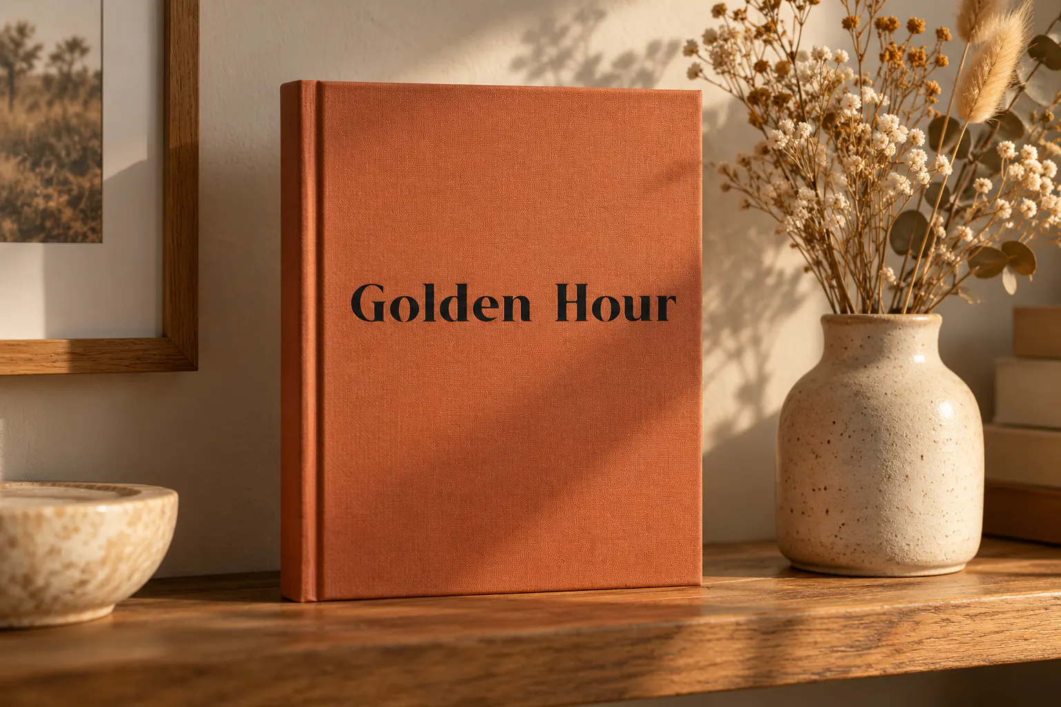 Sambosa font on a book cover reading Golden Hour