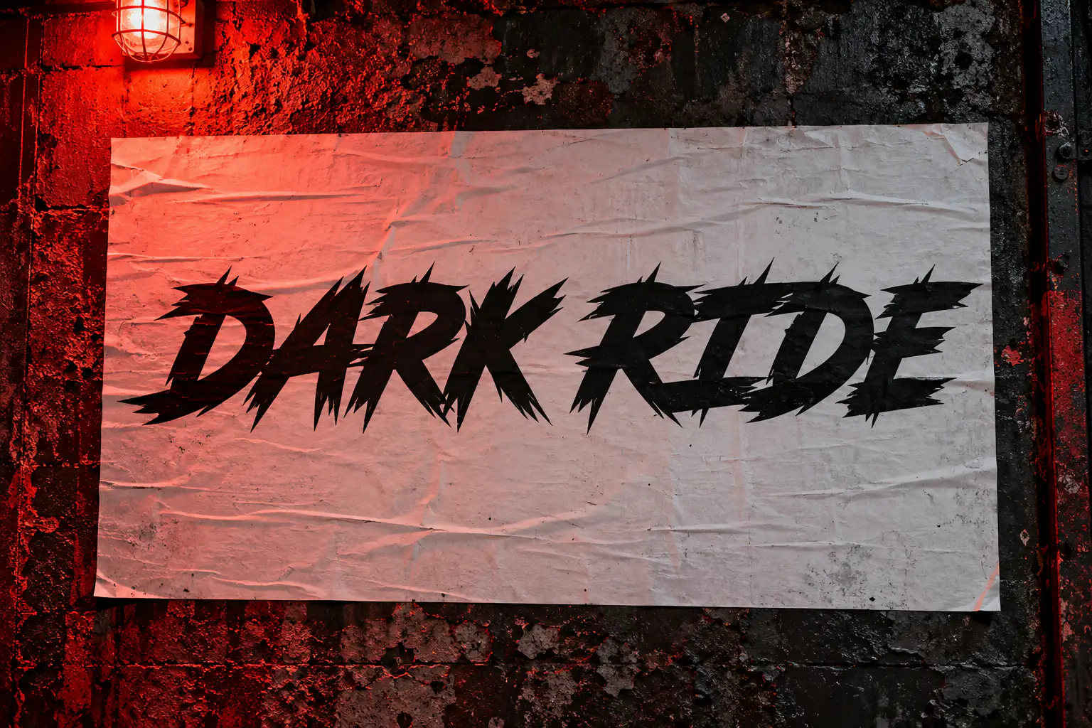 Sectar font on a grungy poster reading DARK RIDE