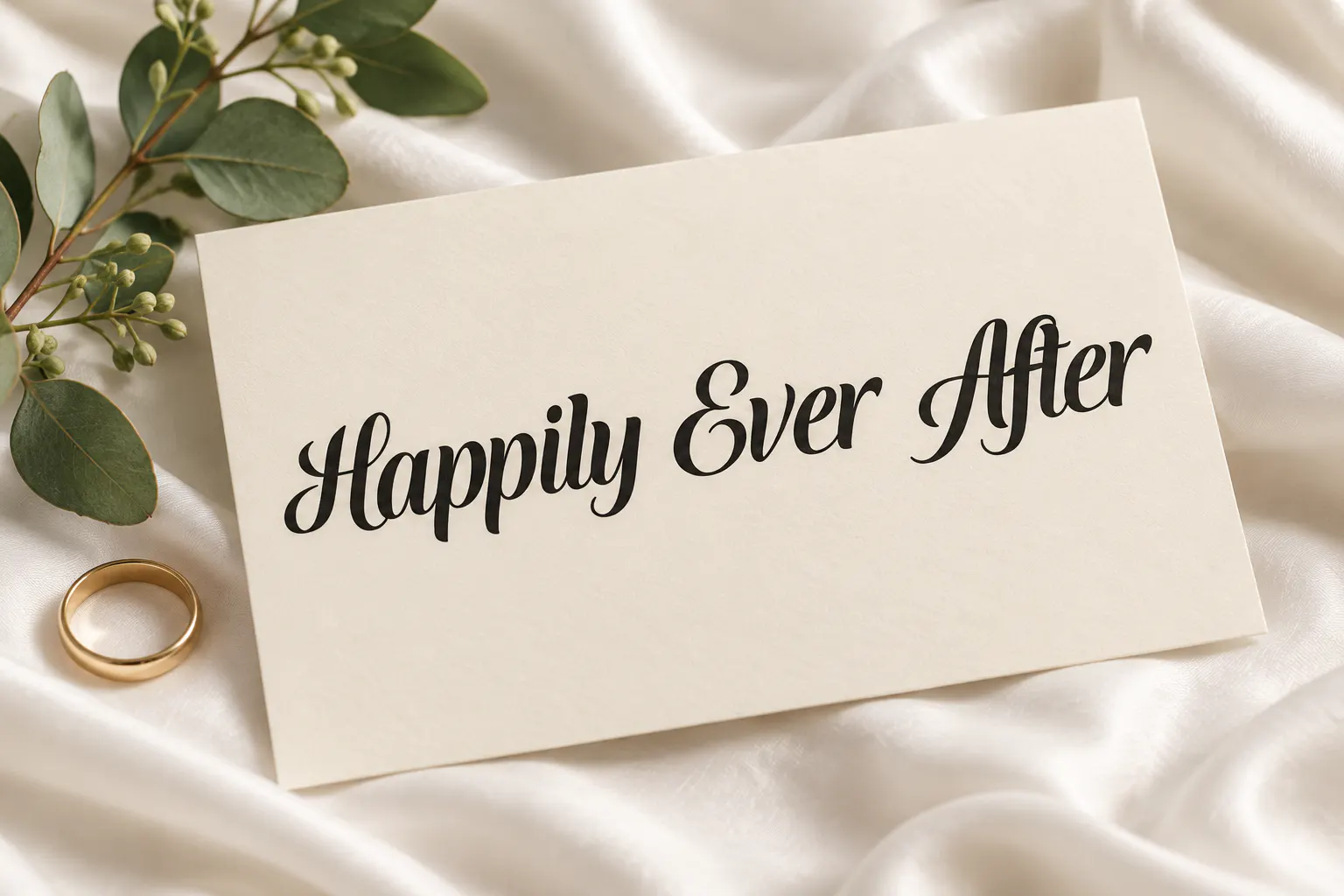 Sephora & Hayden font on a wedding invitation reading Happily Ever After