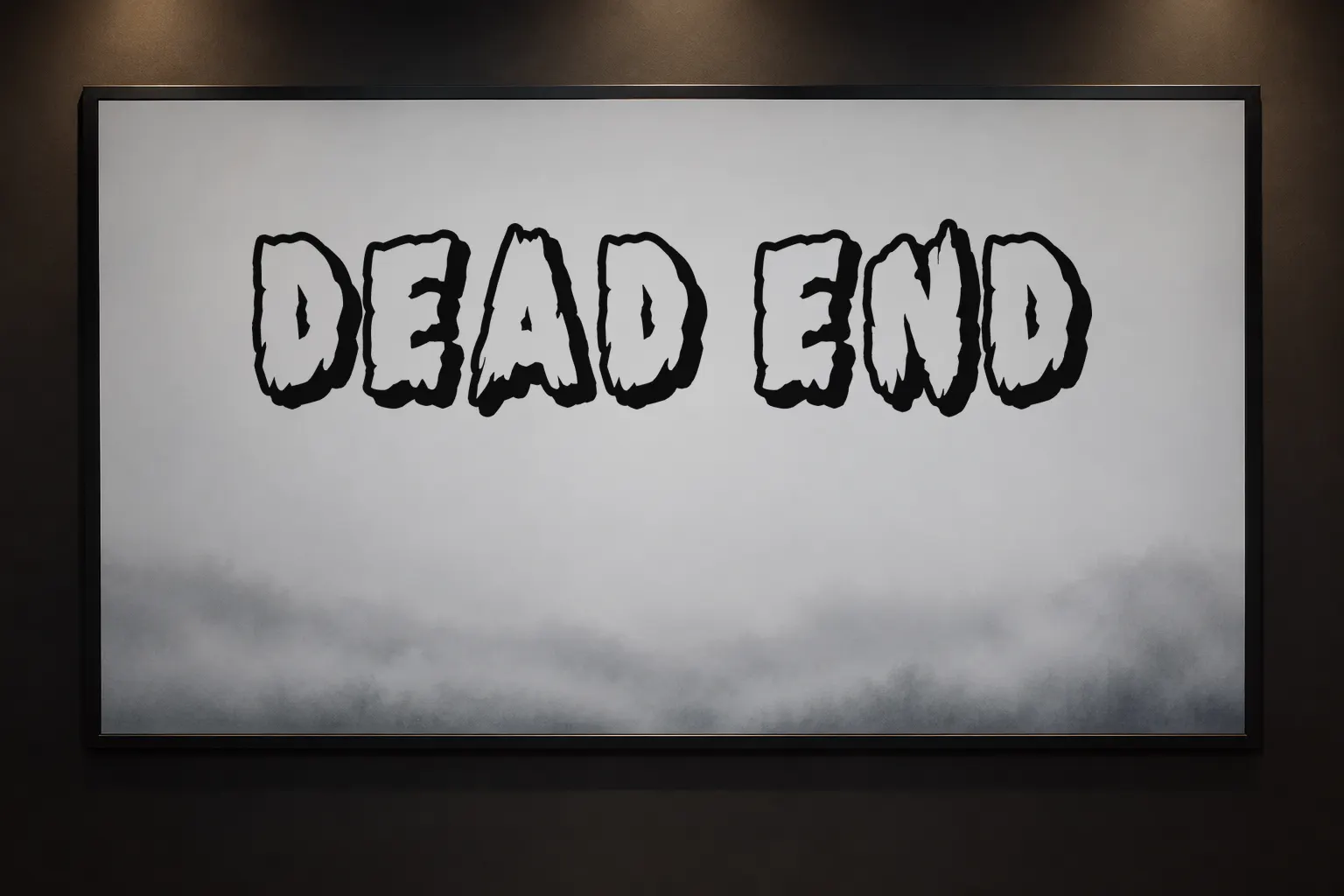 Shadow of the Deads font on a foggy cinema poster reading DEAD END