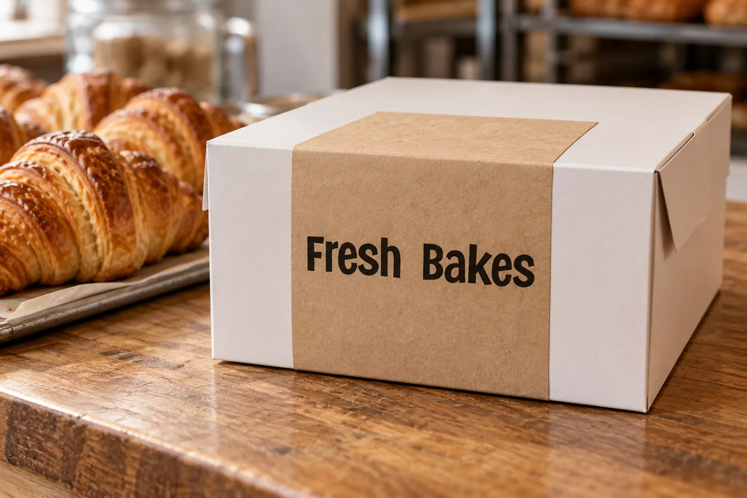 Simply Olive font on a bakery box label reading Fresh Bakes