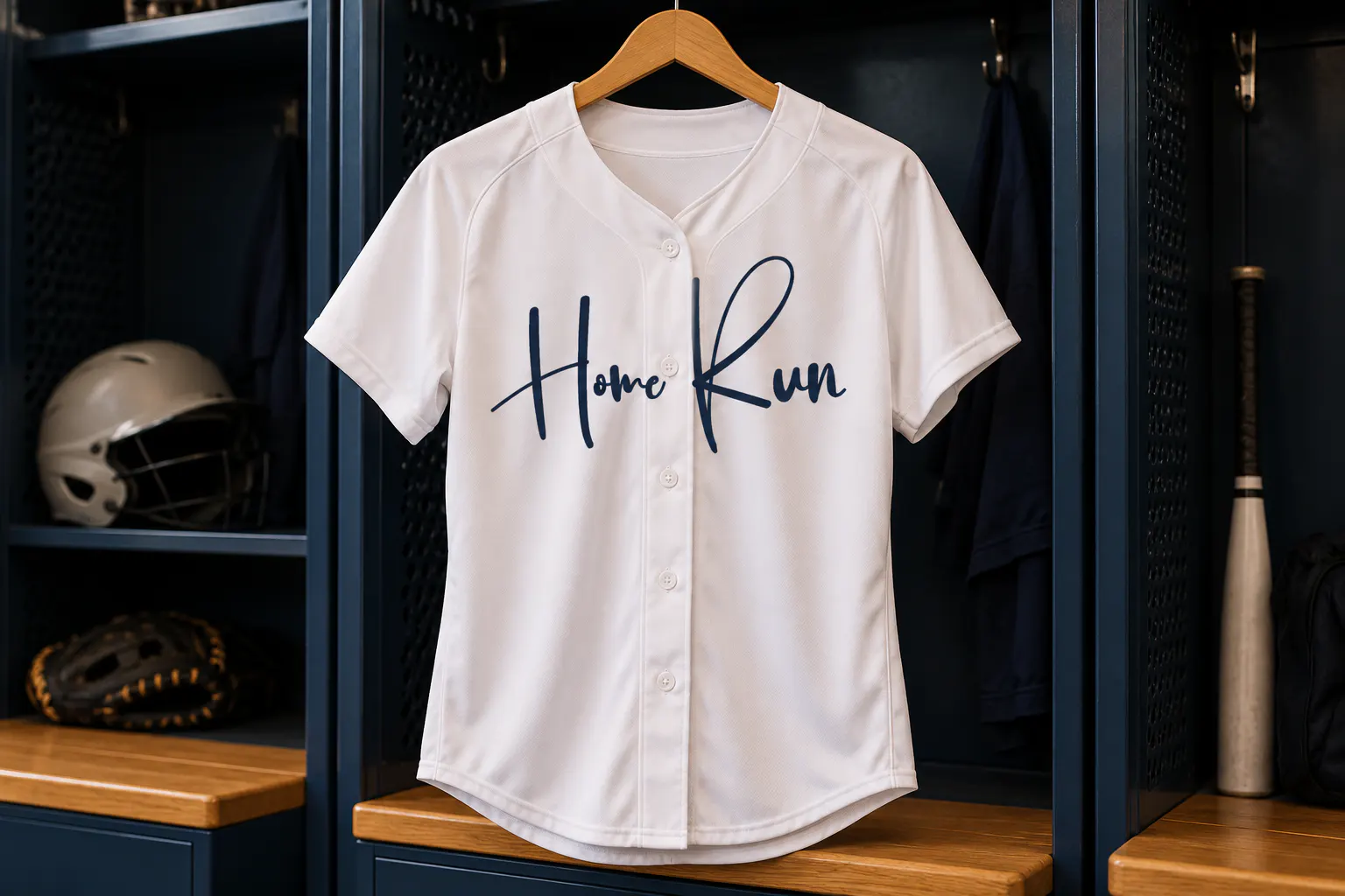 Softball font on a team jersey reading Home Run