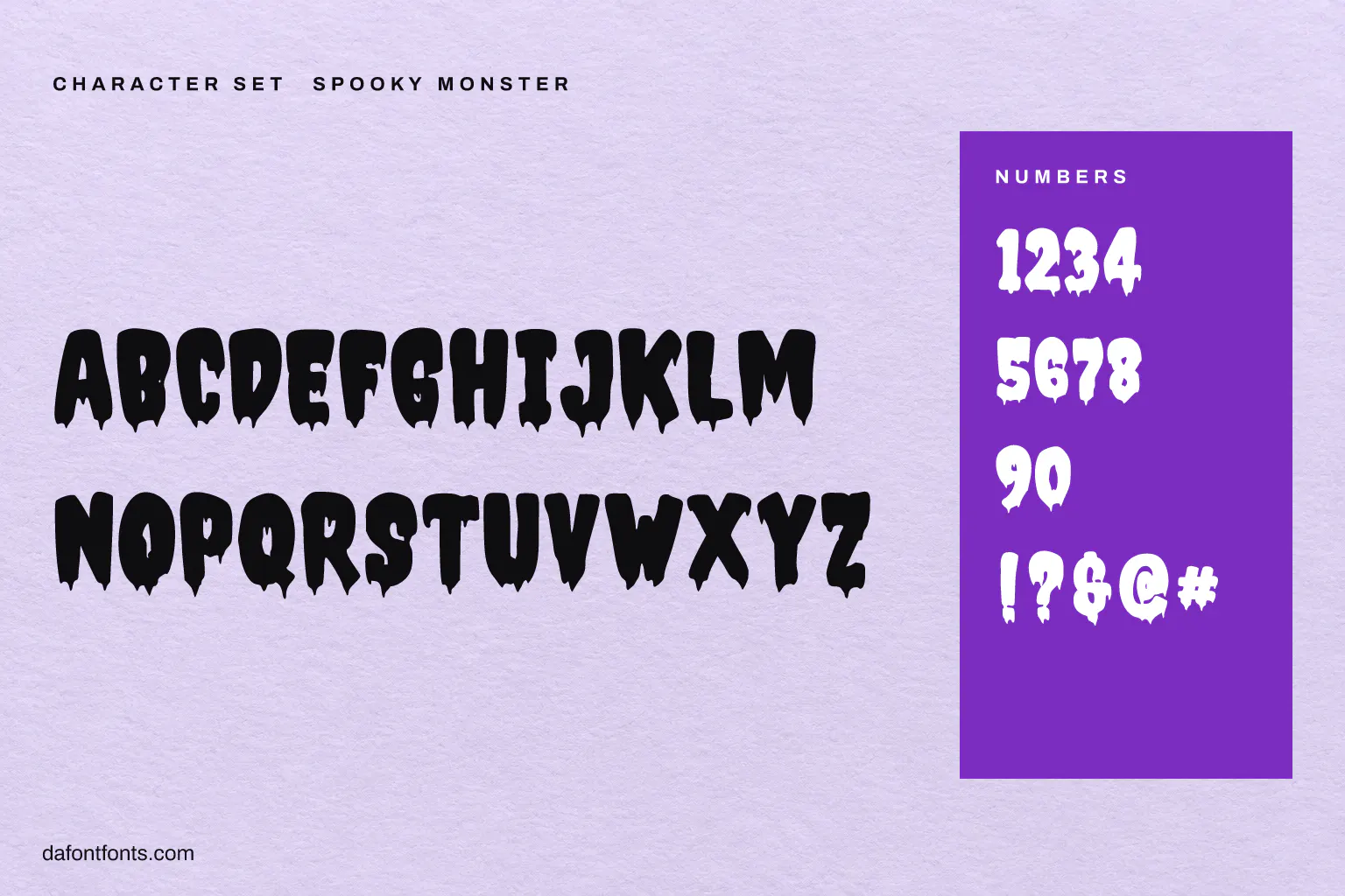 Spooky Monster character set: capitals, numbers and symbols