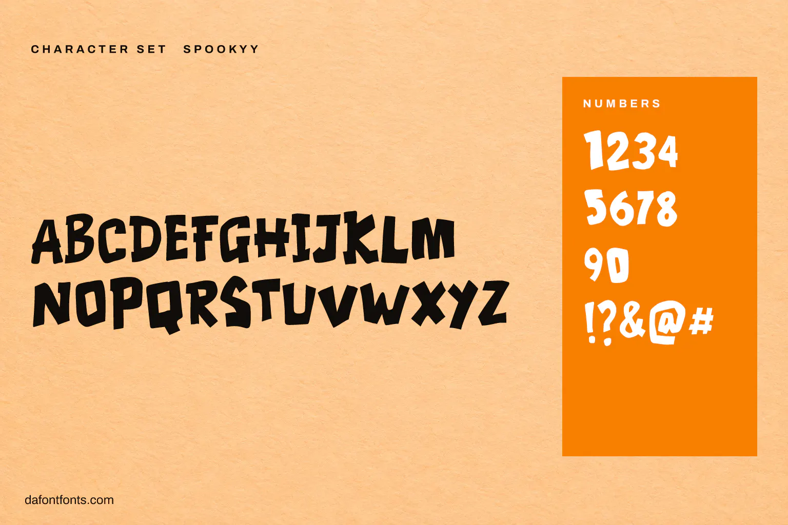 Spookyy character set: capitals, numbers and symbols