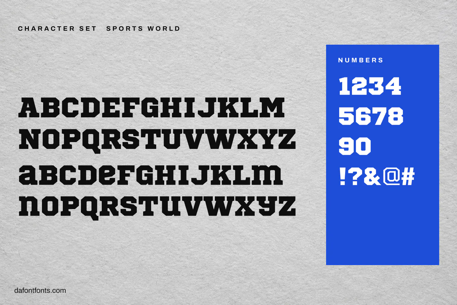 Sports World character set: alphabet, numbers and symbols