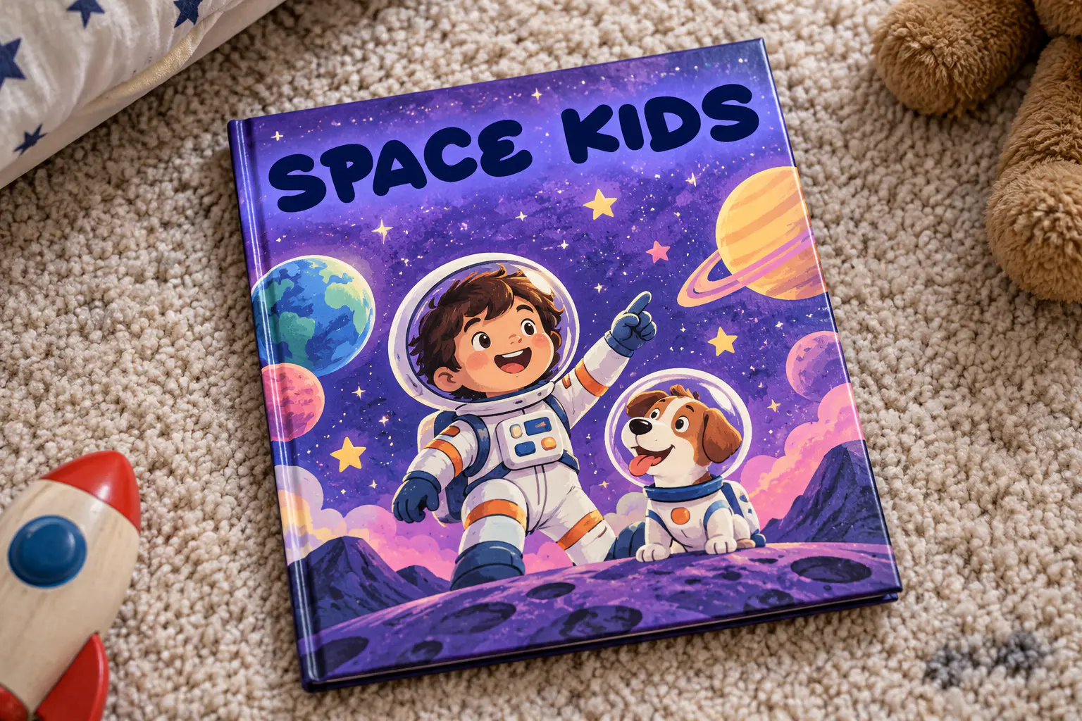 Starborn font on a kids comic book cover reading SPACE KIDS