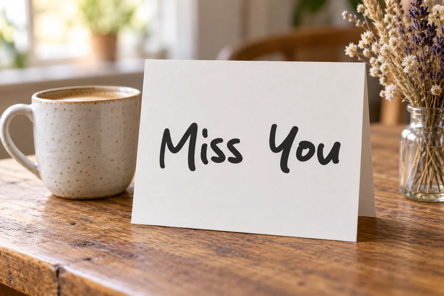 Stay With Me font on a greeting card reading Miss You