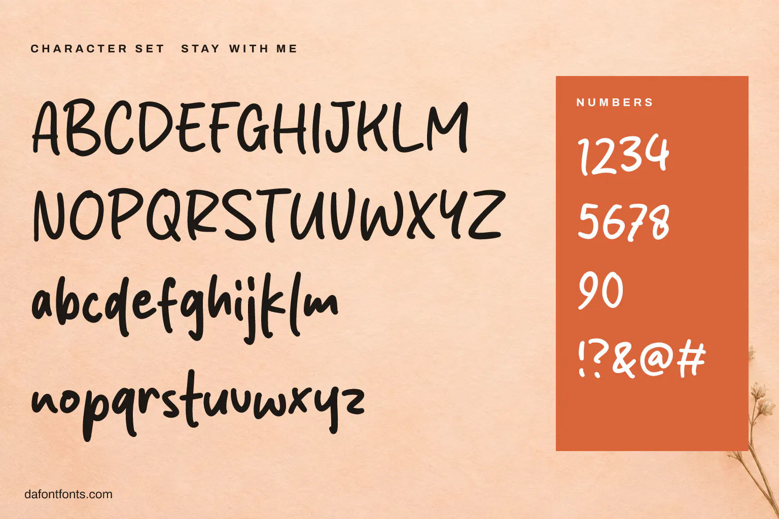 Stay With Me character set: alphabet, numbers and symbols