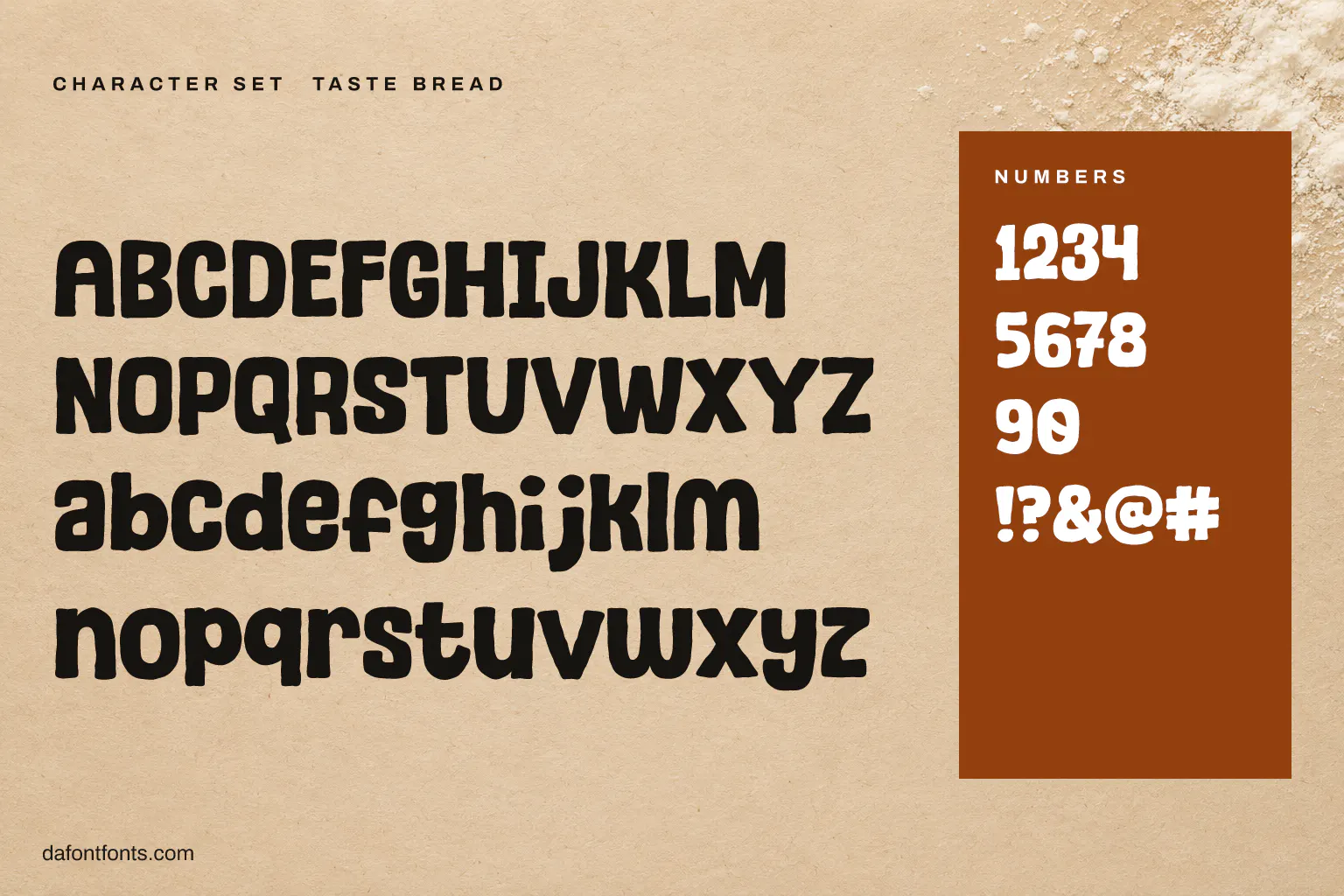 Taste Bread character set: alphabet, numbers and symbols
