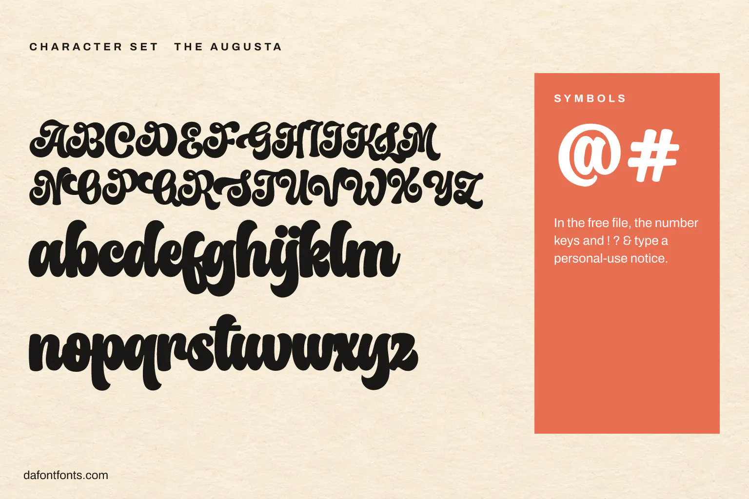 The Augusta character set: alphabet and the @ and # symbols
