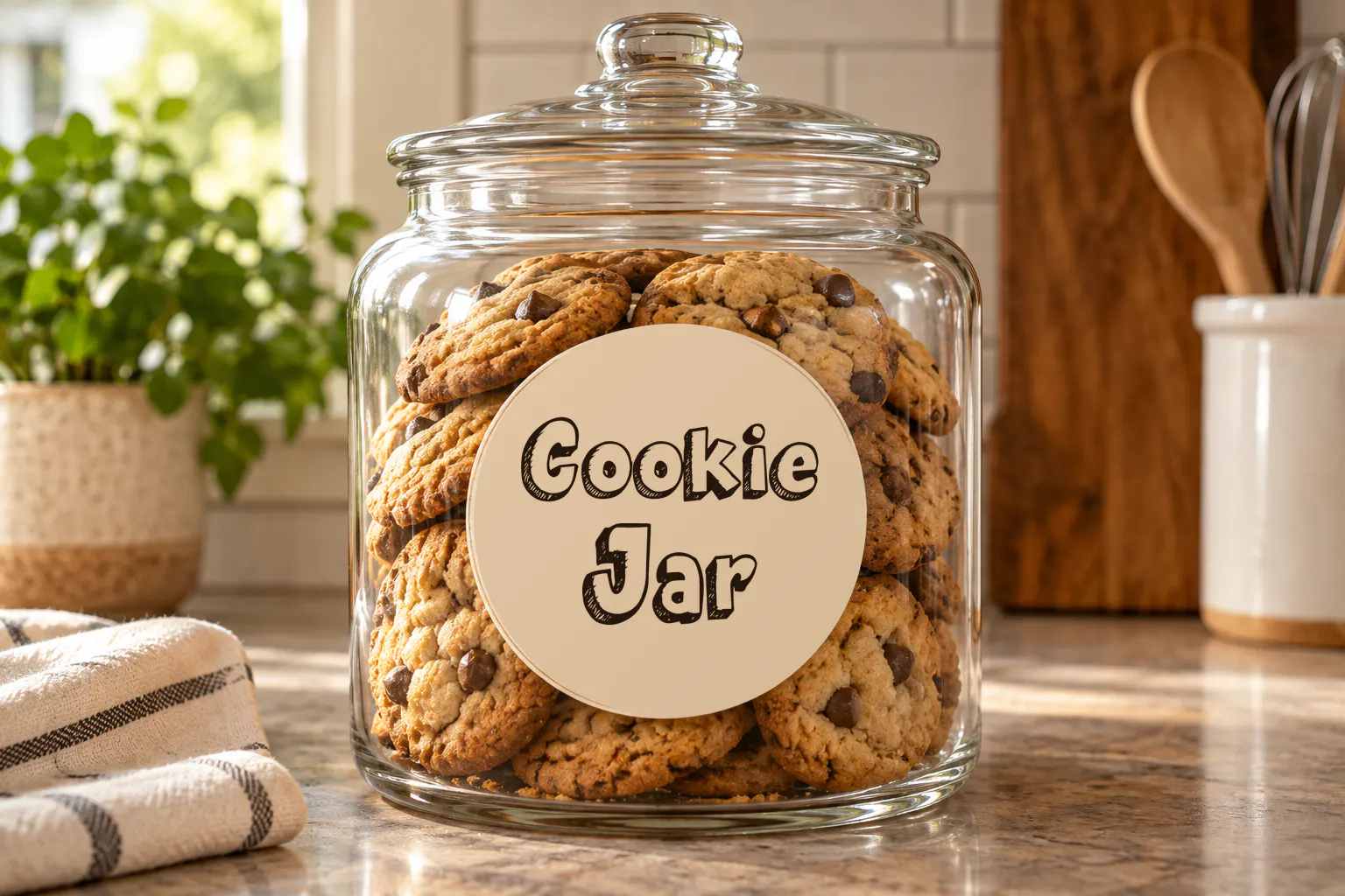 The Magic Cookie font on a cookie jar label reading Cookie Jar
