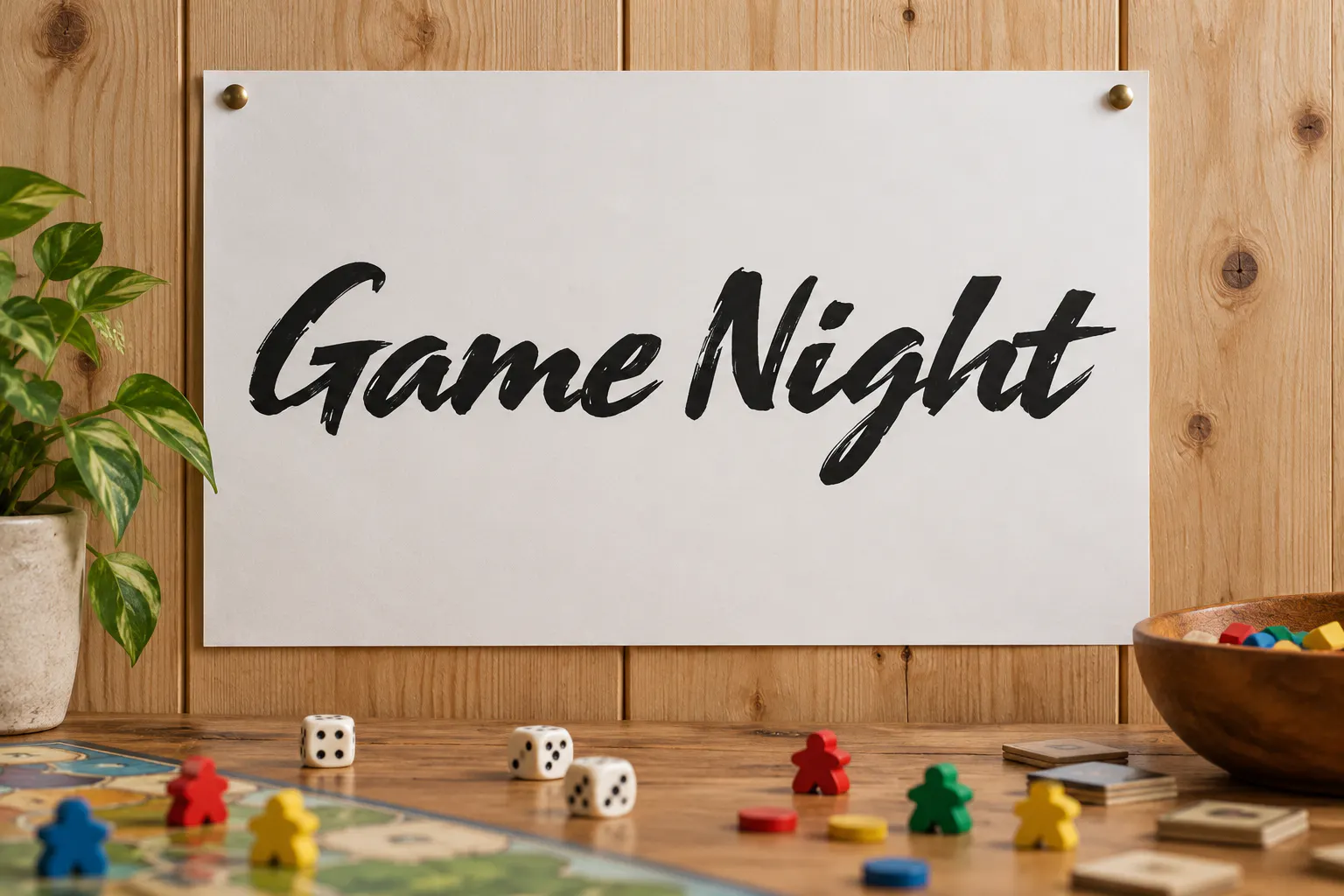 The Rules of the Game font on a poster reading Game Night