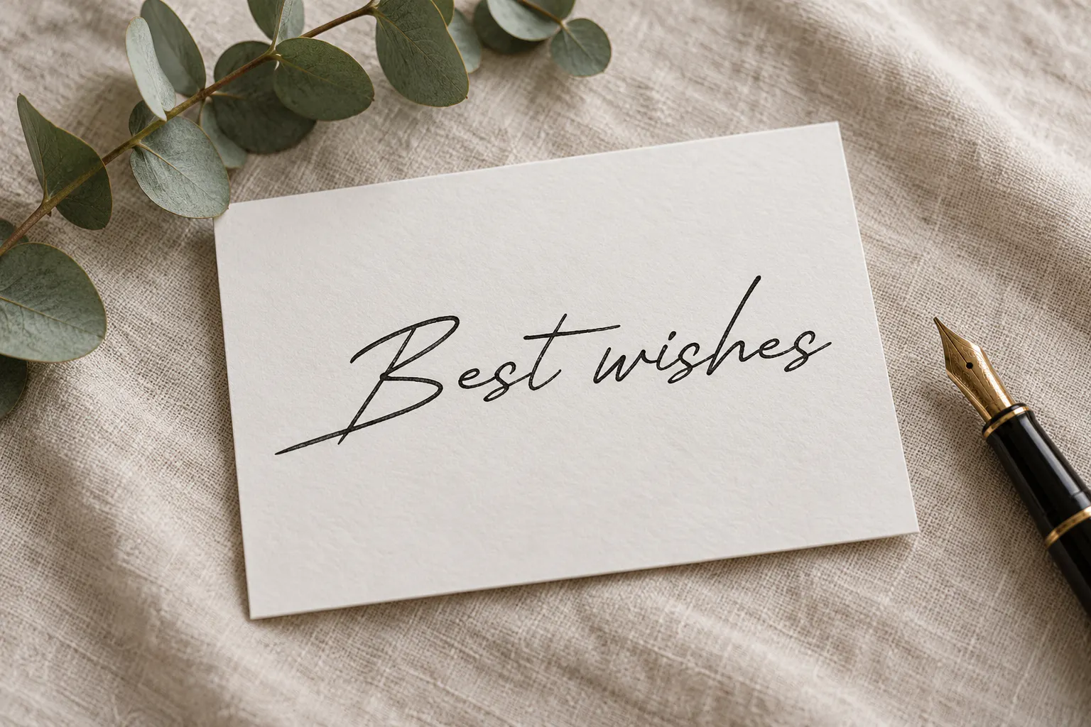 Thesignature font on a greeting card reading Best wishes