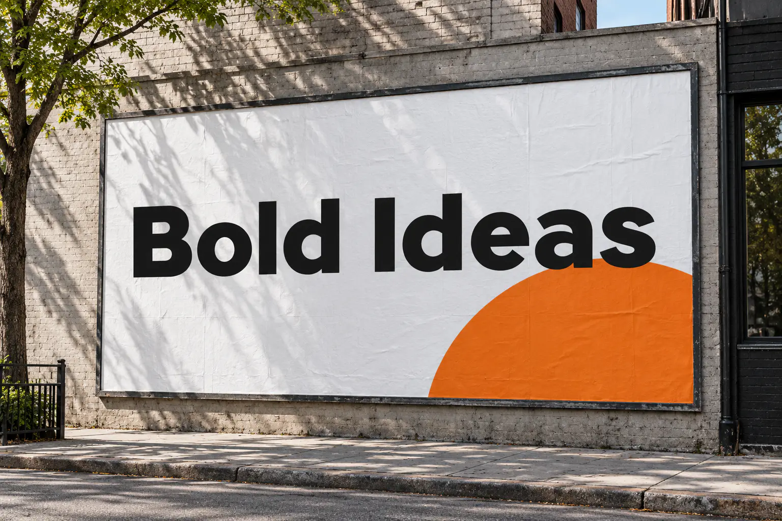Tripleta font on a billboard reading Bold Ideas