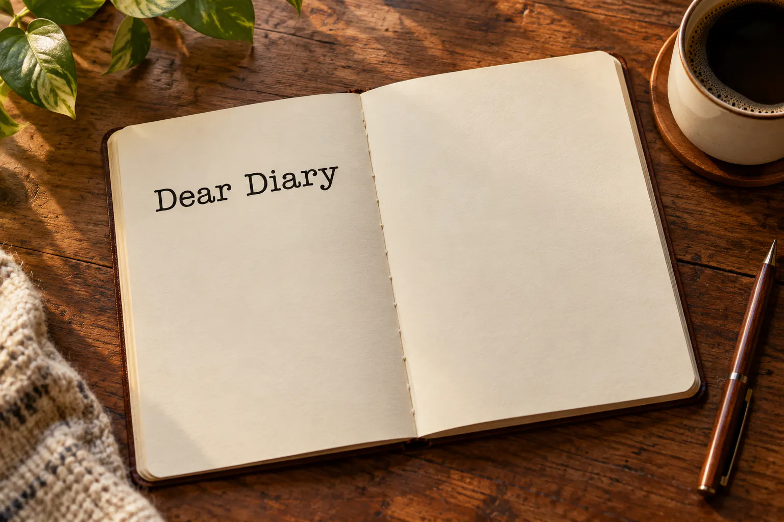 Type Machine font on a notebook page reading Dear Diary