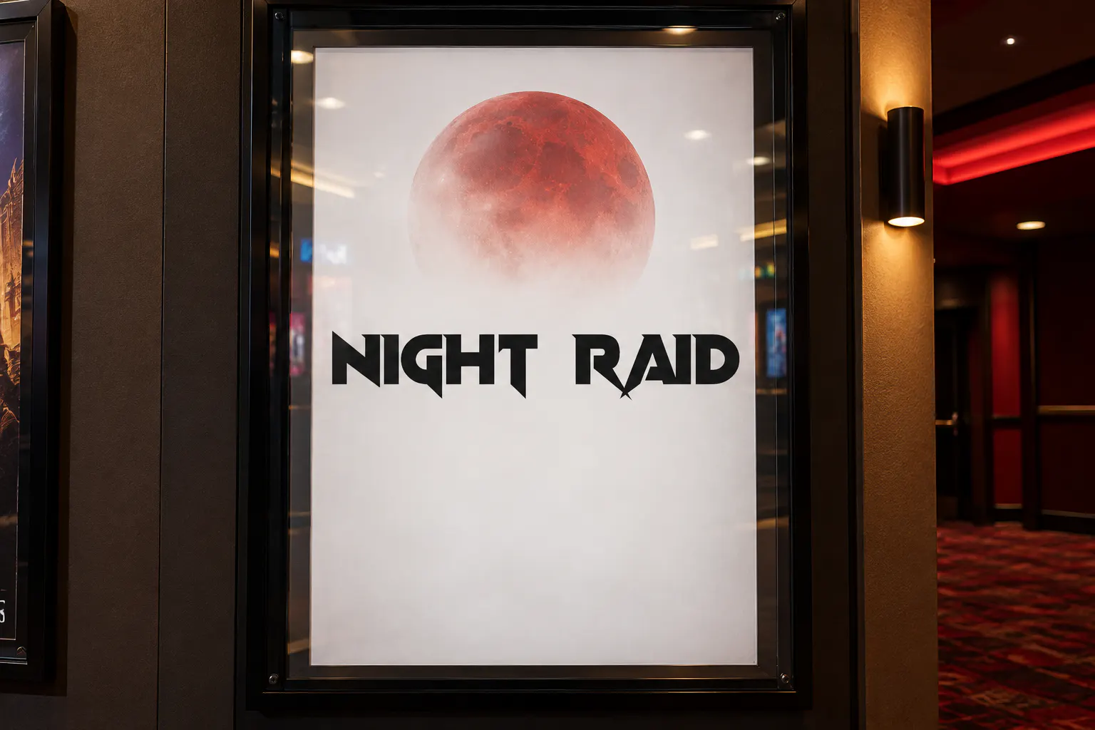 Vampire Wars font on a cinema poster reading NIGHT RAID