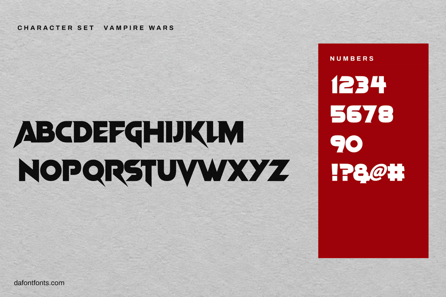 Vampire Wars character set: capitals, numbers and symbols