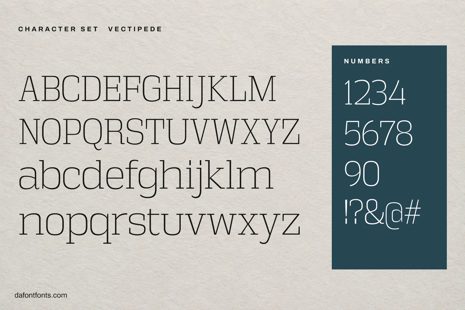 Vectipede character set: alphabet, numbers and symbols