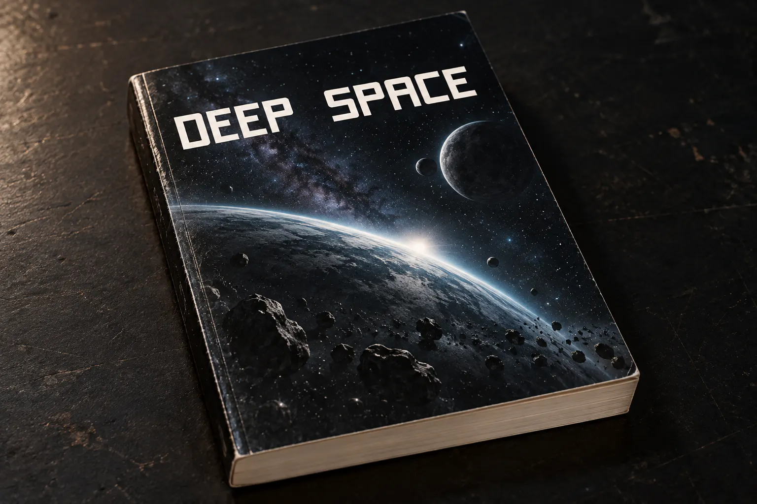 Void font on a sci-fi book cover reading DEEP SPACE