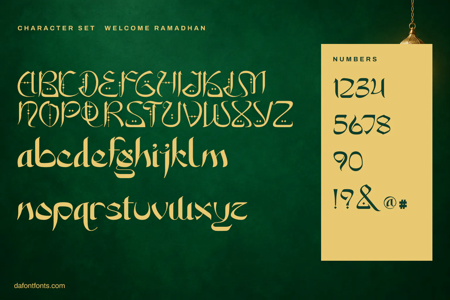 Welcome Ramadhan character set: alphabet, numbers and symbols