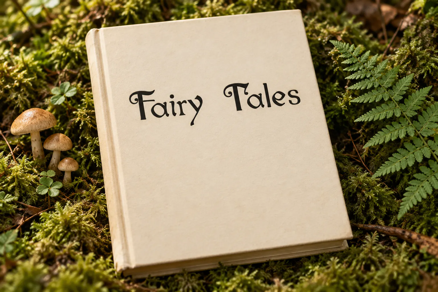 Whimsical font on a storybook cover reading Fairy Tales